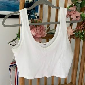 Garage White Cropped Tank Top